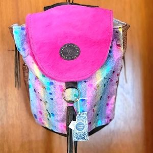 Keep It Gypsy Unicorn & Hot Pink Hide Upcycled LV Embellished Backpack